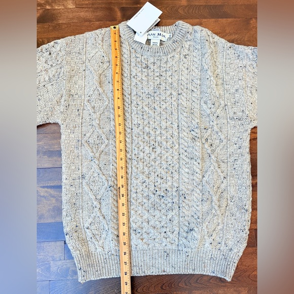 NEW - Made in Ireland wool ARAN MOR Ladies Honeycomb knit Sweater oat colour - Picture 15 of 16